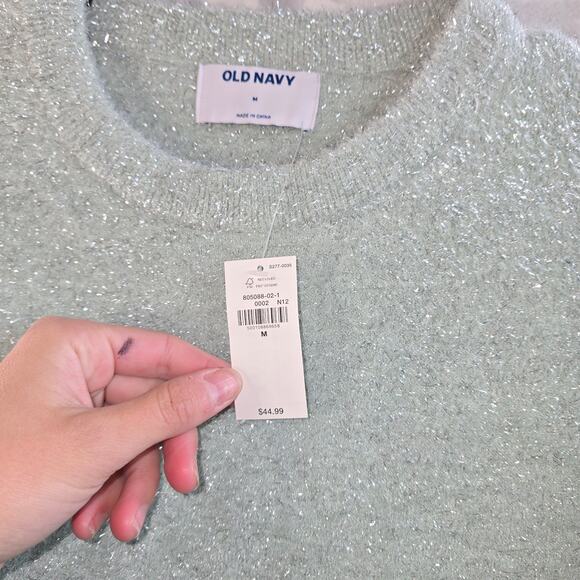 Old Navy Sparkly Mint Green Pullover Sweater Women's Size M - Picture 5 of 10